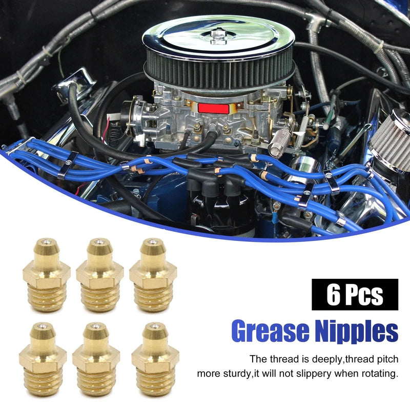 Car 6pcs M10 x 1.5 Thread Brass Grease Nipple Fitting