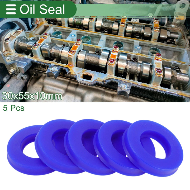 Oil Seal TPU Rotary Shaft Seal 30x55x10mm High Pressure Blue 5 Pcs