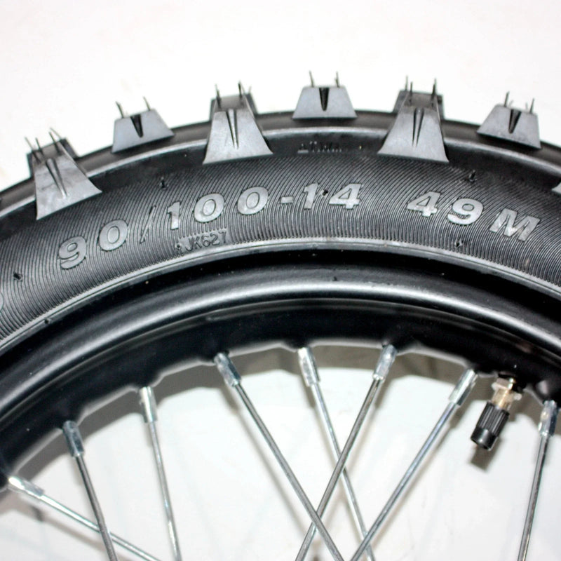 PIT Bigfoot Dirt Bike 12mm Axle 14" Rear Wheel Rim Tire
