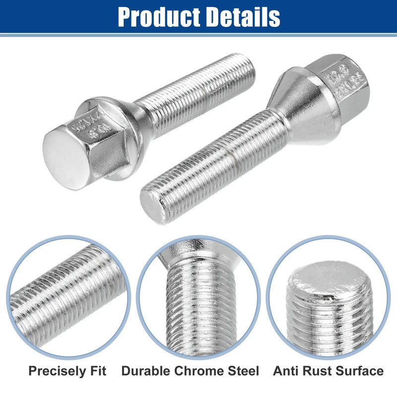 Jeep 20 x M12x1.25 Extended Wheel Lug Bolts 40mm Shank