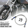 Brake Hose 90 Degree Motorcycle Braided Line 80cm Silver Tone