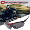 Motorcycle Riding Goggles Dark Gray Lens Red Black Frame PC Cycling Sunglasses