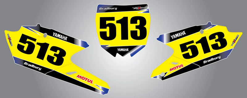 Yamaha YZF 250 / 450 Sunrise Style Custom Number Plate Decals (2014-2015)