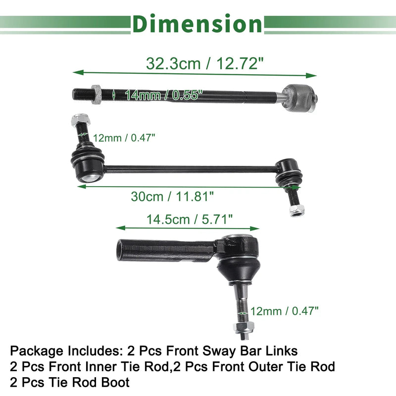Dodge Journey 8pcs Front Suspension Kit Tie Rod End Sway Bar Link