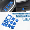 Toyota RAV4 (2019-2022) Aluminum Blue 14 x Window Switch Button Cover Trim