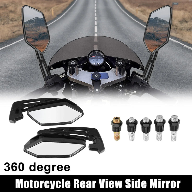 Motorcycle 1 Set 8mm 10mm Screw Rearview Mirror Carbon Fiber Pattern