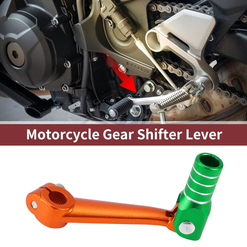 Bosuer M5 Orange Green Silver Tone Folding Motorcycle Gear Shifter Lever