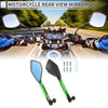 M8/M10 Motorcycle Rear View Mirrors Black Green Aluminum Alloy 1 Set