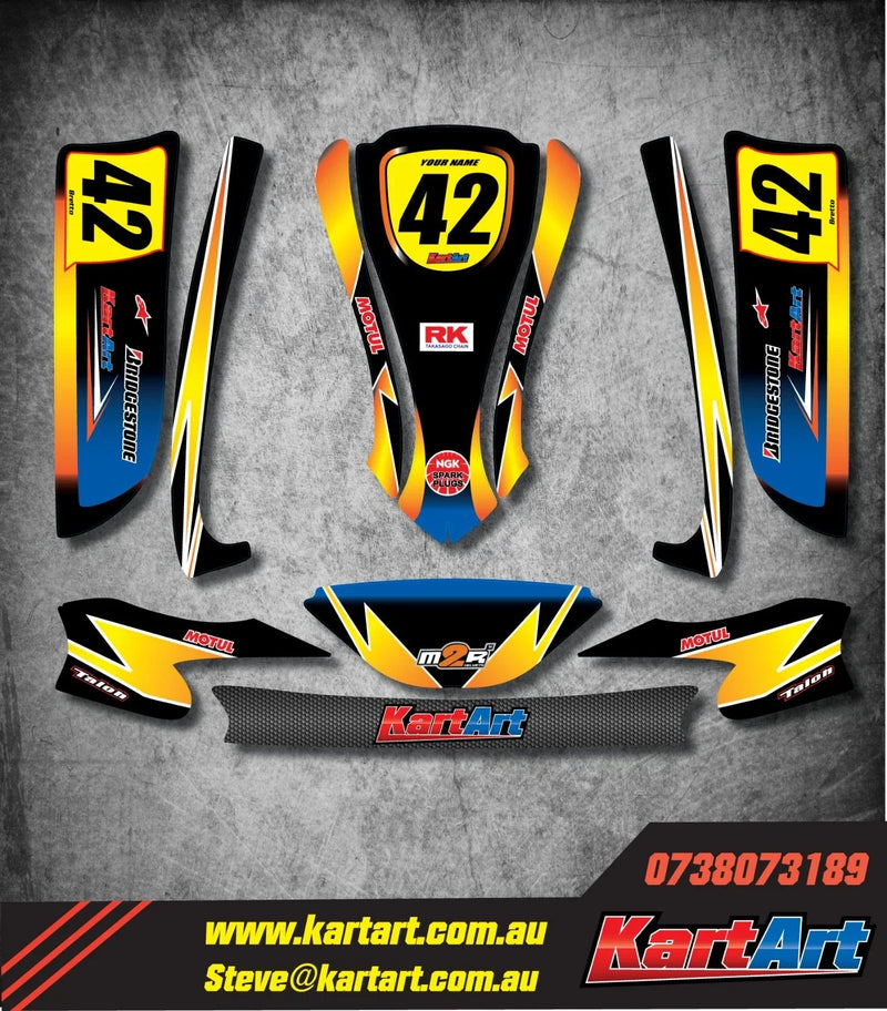 Arrow X1 Junior / Cadet Kart - Sunrise Style Custom KART ART Sticker Kit