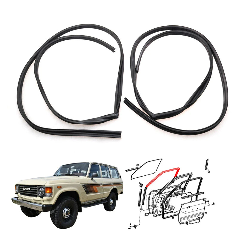 Toyota Land Cruiser Wagon BJ61 FJ60 HJ60 1980-1990 Front Door Glass Run Channel Set