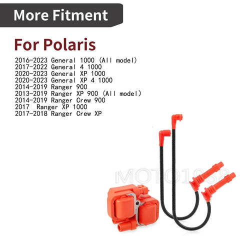 Polaris Ranger XP1000 / Crew XP1000 Ignition Coil w Spark Plug Wire Cap (2014–2023)