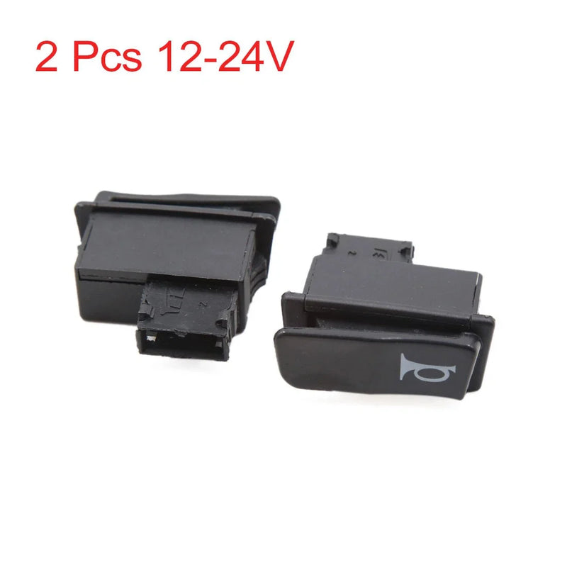 GY6125 2 x Black 2-Terminal 12-24V Motorcycle Horn Push Button