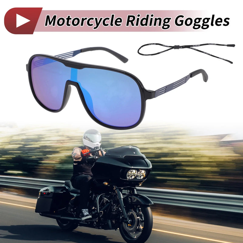 Motorcycle Set Motorcycle Riding Goggles Blue Lens Black Blue Frame
