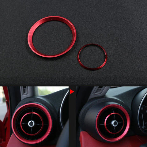 Alfa Romeo Giulia 4pcs Red Aluminum Air Condition Outlet Vent Ring Trim