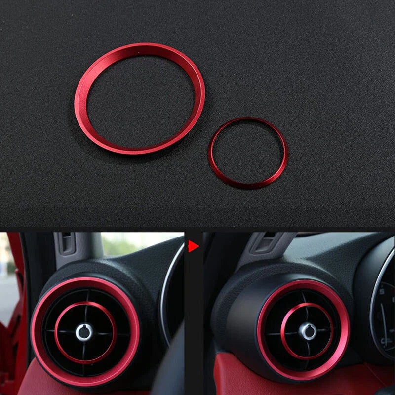 Alfa Romeo Giulia 4pcs Red Aluminum Air Condition Outlet Vent Ring Trim