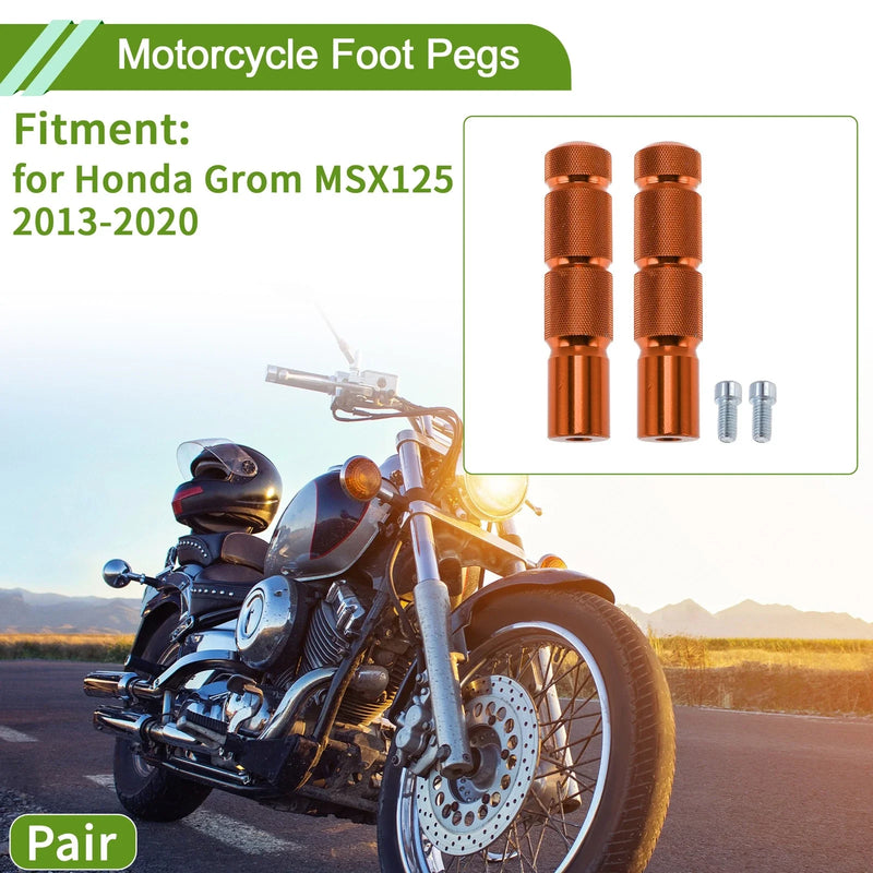Honda Grom MSX125 Foot Pegs / 2 x Front / Aluminum Orange