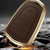 Cadillac XTS ATS CTS Alloy Leather Remote Fob Holder Key Shell Cover Case