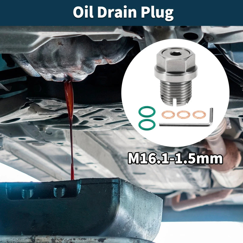 Car Motorcycle M16.1-1.5mm Copper Oil Drain Plug with Gasket Silver Tone