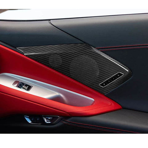 Corvette C8 2020-23 Real Carbon Fiber Interior Door Speaker Panel Cover Trim