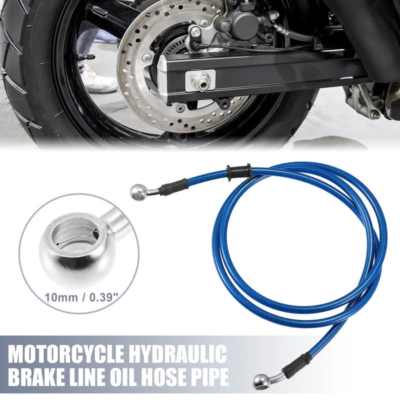 Motorcycle 55.12" Length 10mm ID Brake Line Oil Hose Pipe Cable Blue