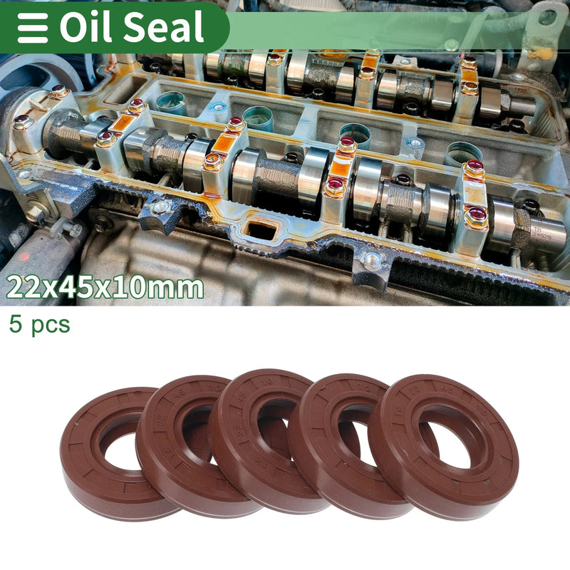 Oil Seal 22x45x10mm Brown 5 Pcs Seal Ring Rotary Shaft Seal FKM Rubber