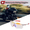 Set Motorcycle Riding Goggles Light Blue Lens White Red Frame PC TPU