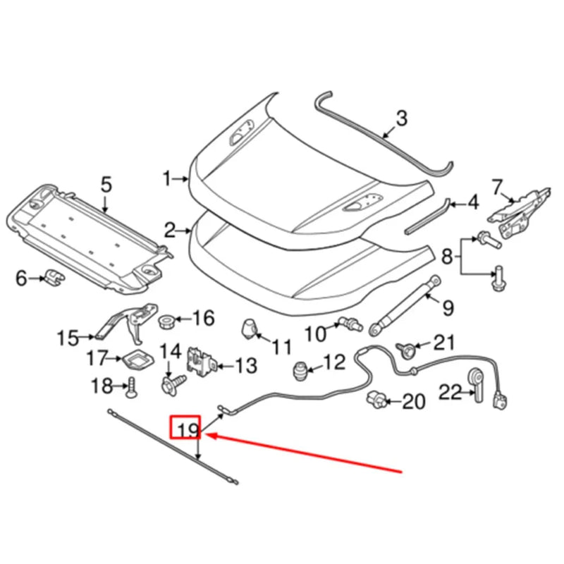 Land Rover Discovery Sport, Range Rover Evoque Hood Control Lock Cable