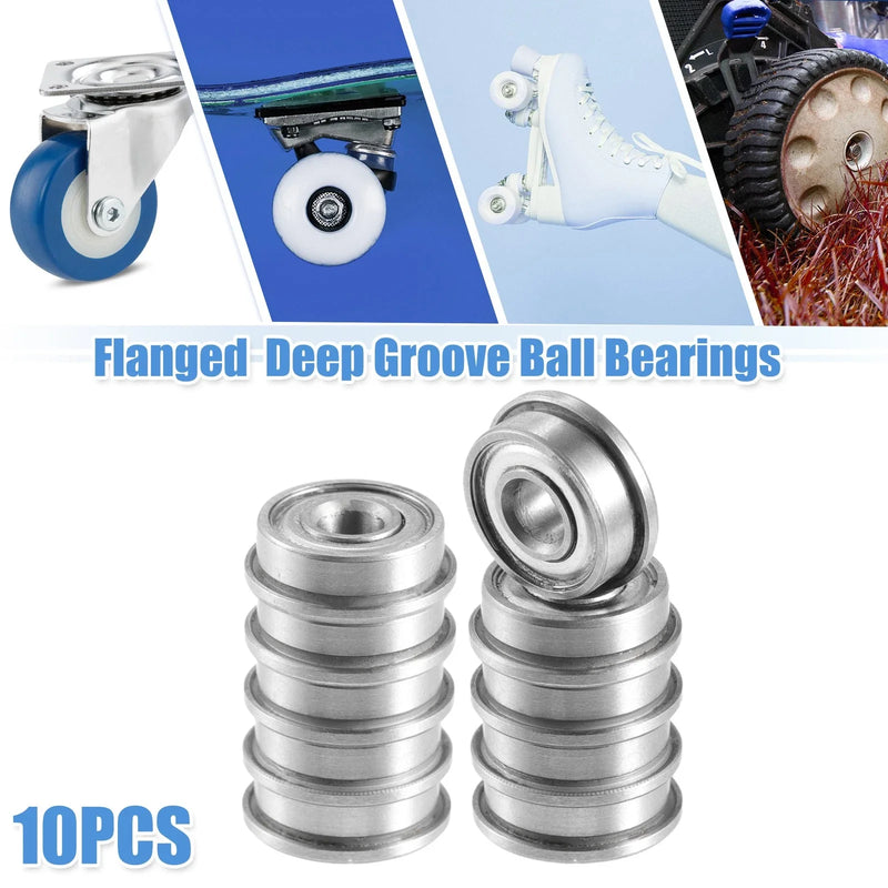 Make Model 10 pcs 4x11x4mm Single Row Flanged Deep Groove Ball Bearing