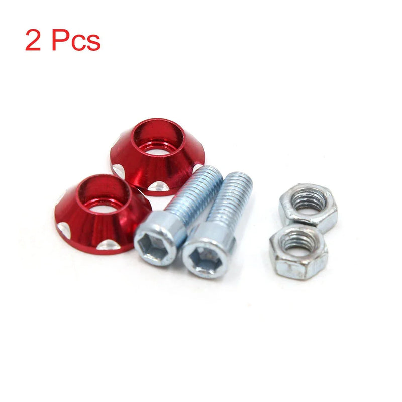 Motorcycle License Plate Frame 2 x 6mm Red Hex Head Screws Nuts