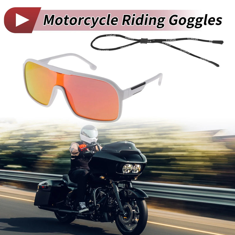 Motorcycle Riding Goggles Red Lens Black White Frame Tri-Acetyl Cellulos UV400
