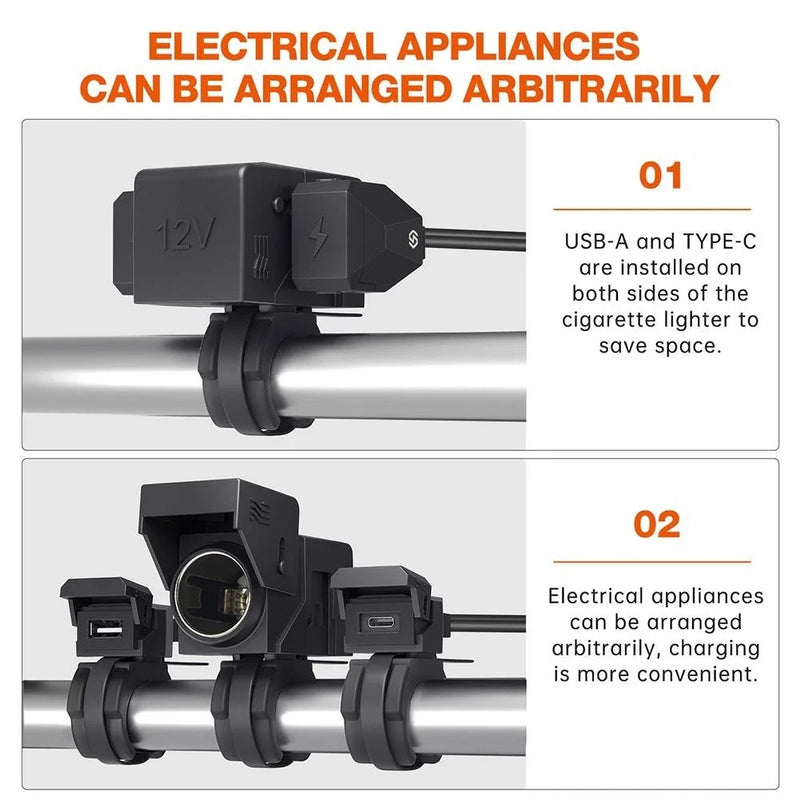 Motorcycle with Easy Installation & Safety Features USB Charging Station