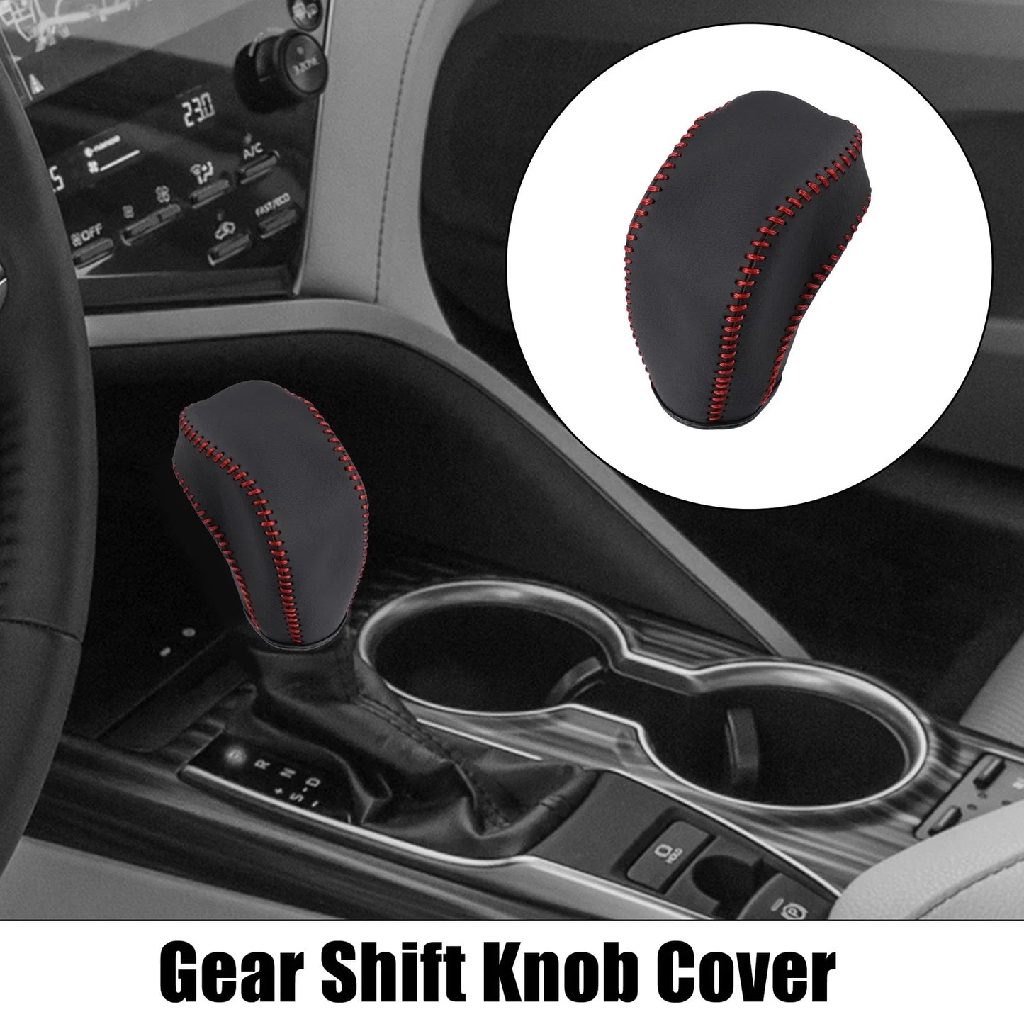Black Faux Leather Gear Shift Knob Cover for Toyota Highlander (2014-2023)