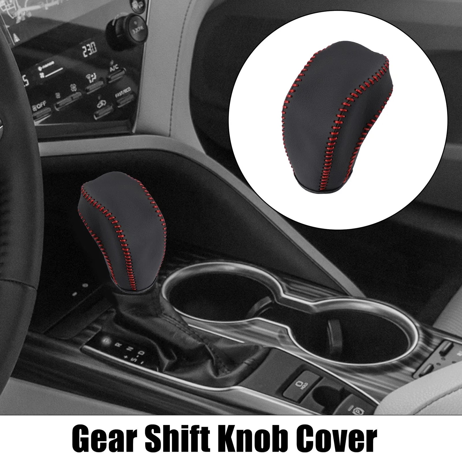 Black Faux Leather Gear Shift Knob Cover for Toyota Highlander (2014-2023)