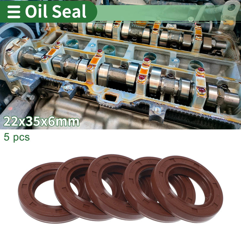 Oil Seal 22x35x6mm FKM Rubber 5 Pcs