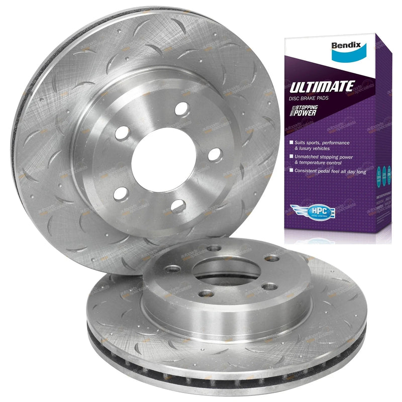Falcon BA BF Front Drilled & Slotted Disc Rotors + ULT Brake Pads