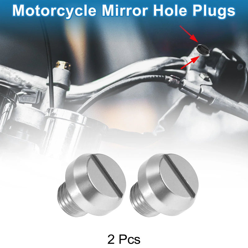 Motorcycle Mirror Hole Plug M10x1.25 Right-Hand Screws Silver Tone