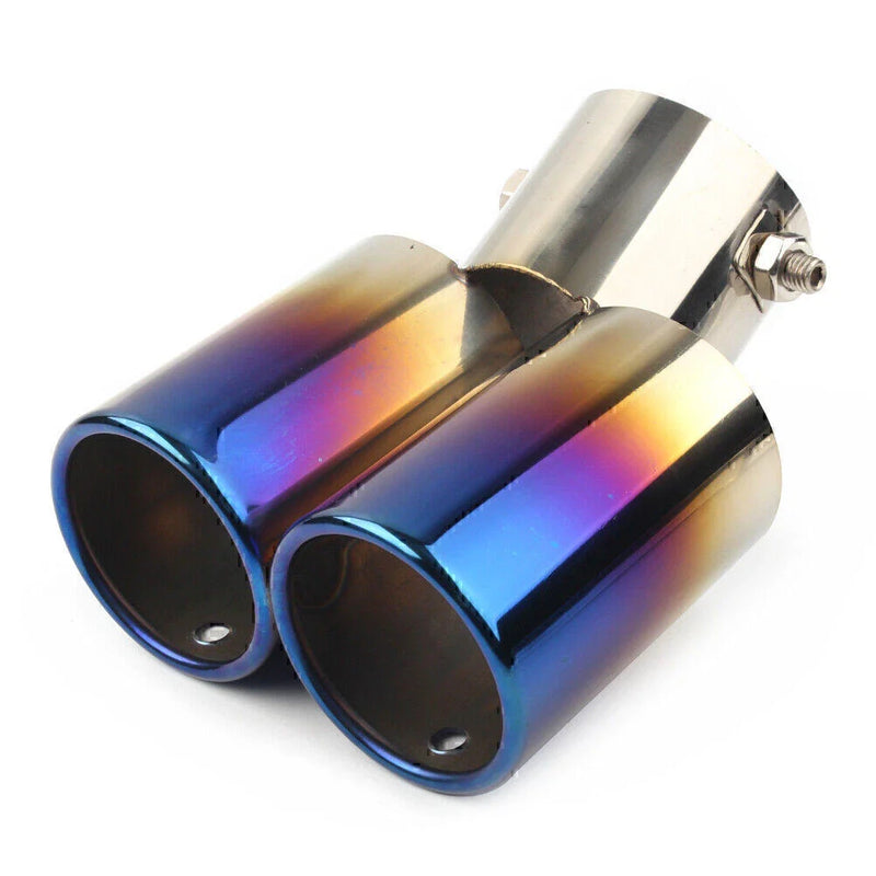 Car Universal Dual Bent Steel Rear Exhaust Pipe Tail Muffler Tip