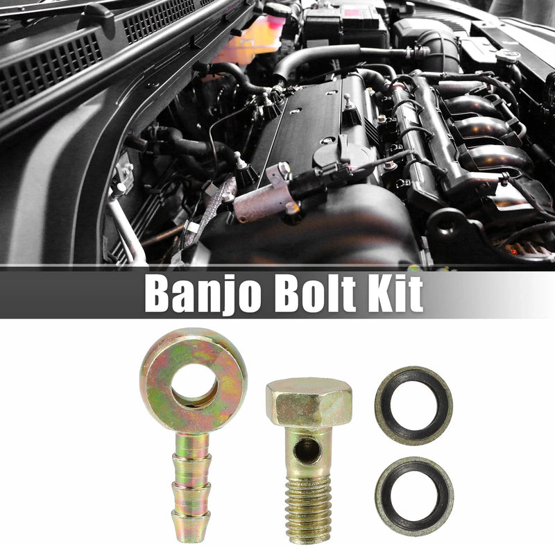 Motorcycle Iron Bronze Tone M6x1 Banjo Bolt with Copper Washers