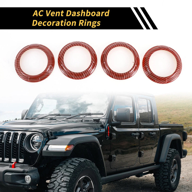 Jeep Wrangler JK JKU (2011-2017) Red AC Vent Dashboard Decoration Rings