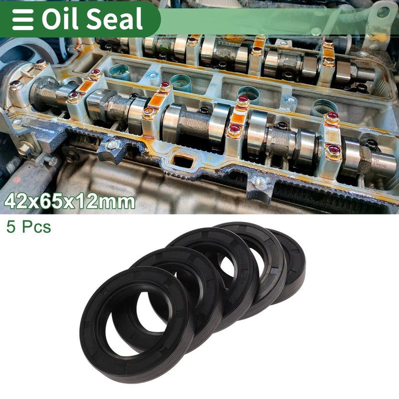 Oil Seal 42x65x12mm NBR Rubber High-Pressure Black 5 Pcs