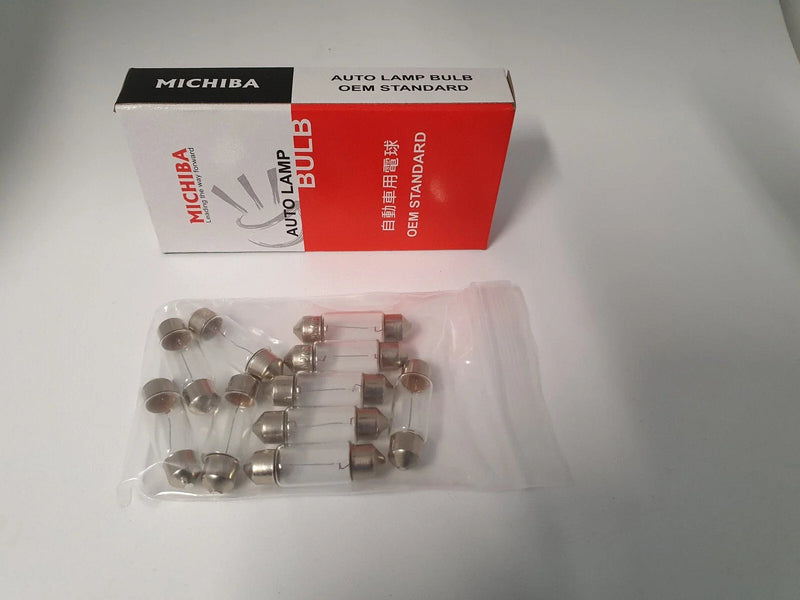 Various Models 10 x SV8.5 Clear Halogen Festoon Interior License Bulbs