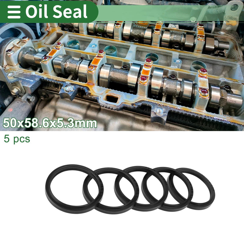 Make Model Oil Seal 50x58.6x5.3mm NBR Rubber Black 5 Pcs