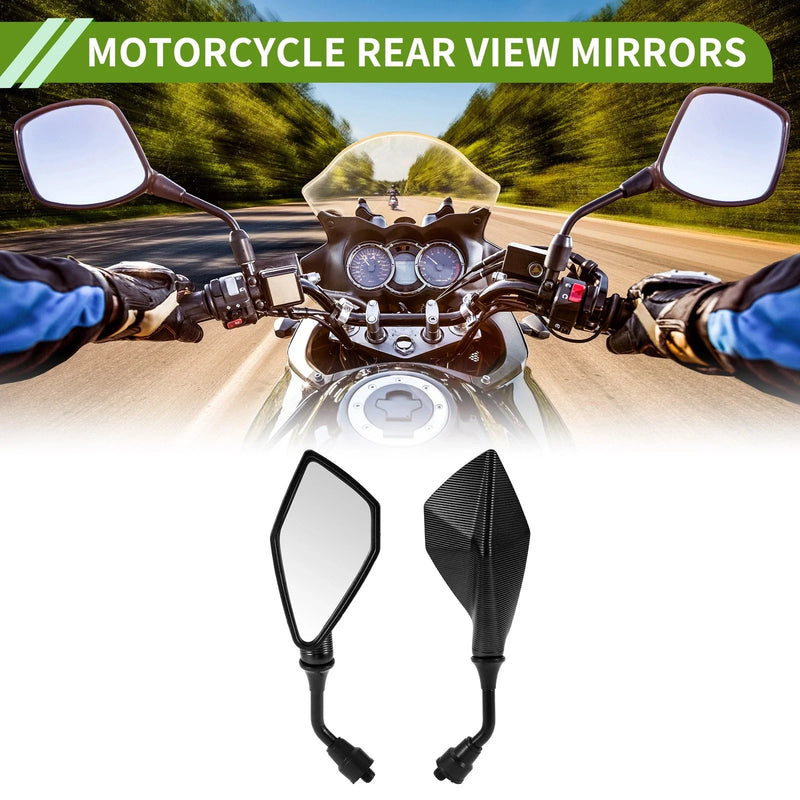 Motorcycle M10 Rear View Mirrors Polygonal Shape Black Iron Plastic 1 Set