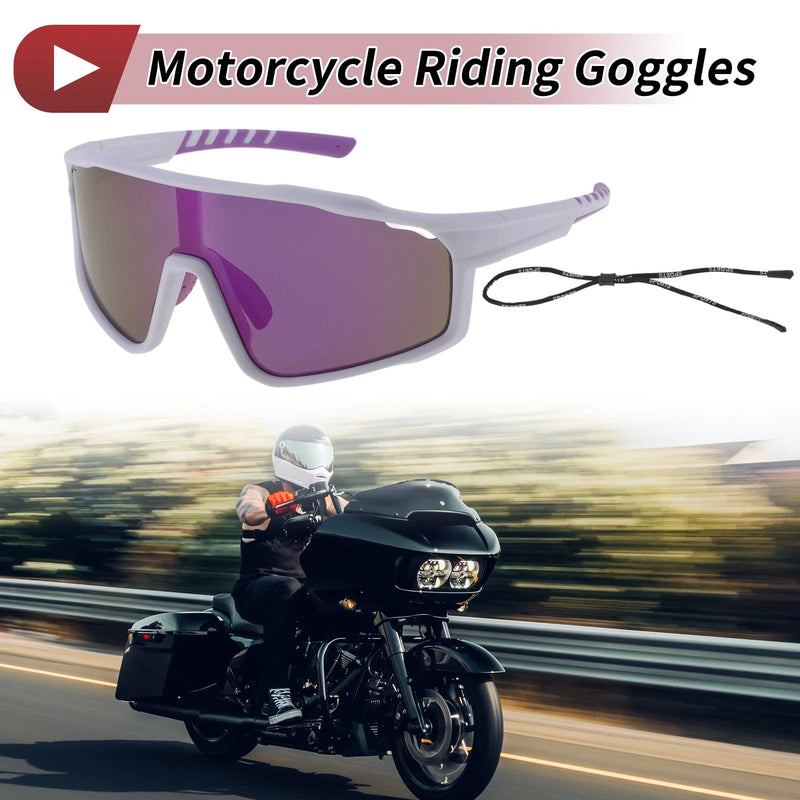 Motorcycle 1 x Motorcycle Goggles Purple Lens White Frame Triacetyl Cellulose