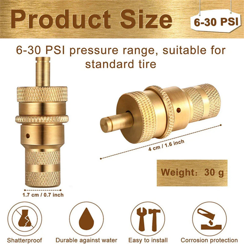 Car SUV 6-30 PSI Air Valve Core 4 x Brass Tire Deflators Kit