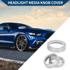 Ford Mustang (2015-2021) Silver Tone 3 x Headlight Media Tune Knob Covers