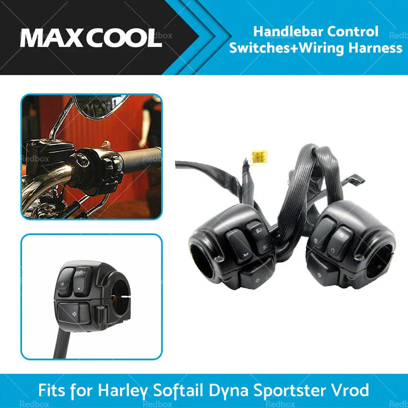 Harley Dyna Vrod Handlebar Control Switches + Wiring Harness (2006-2017)