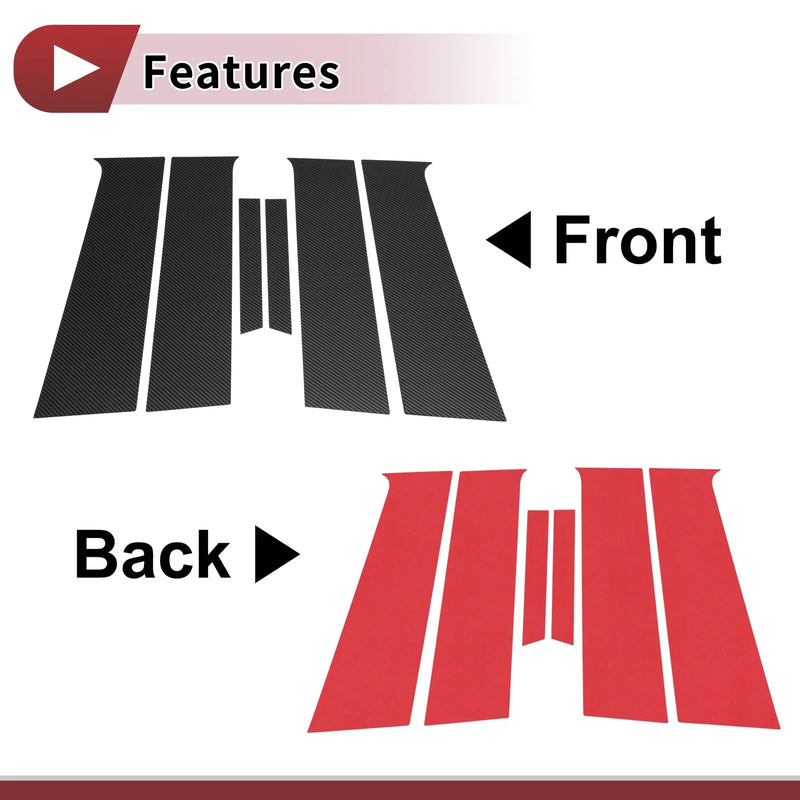 Chevrolet Aveo (2011-2014) Black Carbon Fiber Door Pillar Window Trim