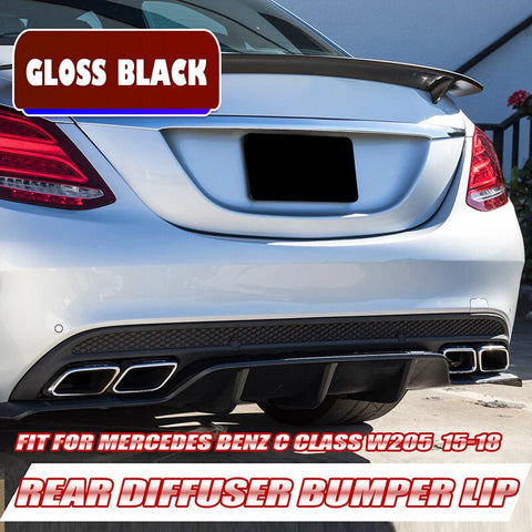 Mercedes W205 C300 C450 Rear Diffuser Chrome Exhaust Tips (2015-2021)