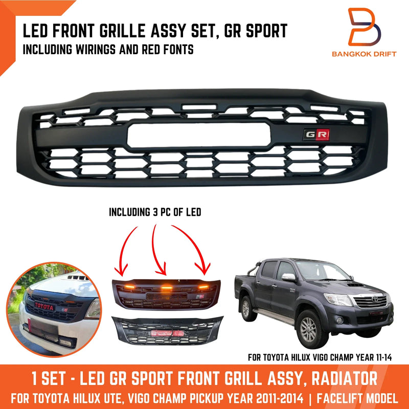 Toyota Hilux Ute Vigo Champ GR Sport LED Front Grille Assembly (2011-2014)